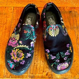 Black satin embroidered vans.